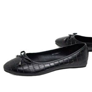 RAID Wide Fit Emma ballerina flats in black croc size 7.5